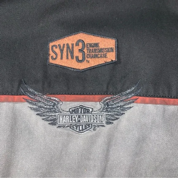 Harley-Davidson Iron Block Shirt Men's 3XL Black Button Up Garage Mechanic Wings - Picture 8 of 11